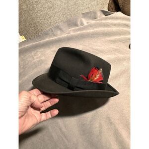 Vintage Richmond Brothers Dark Brown Felt Lincoln Fedora Mens - with feathers